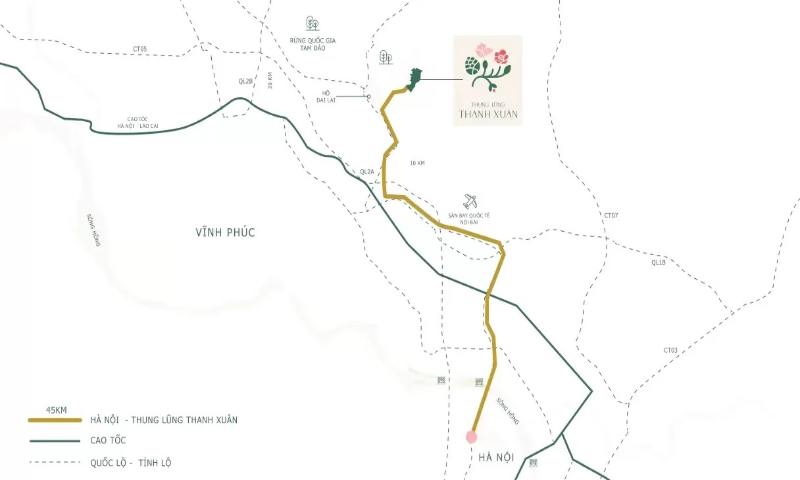 Vị trí Thung Lũng Thanh Xuân