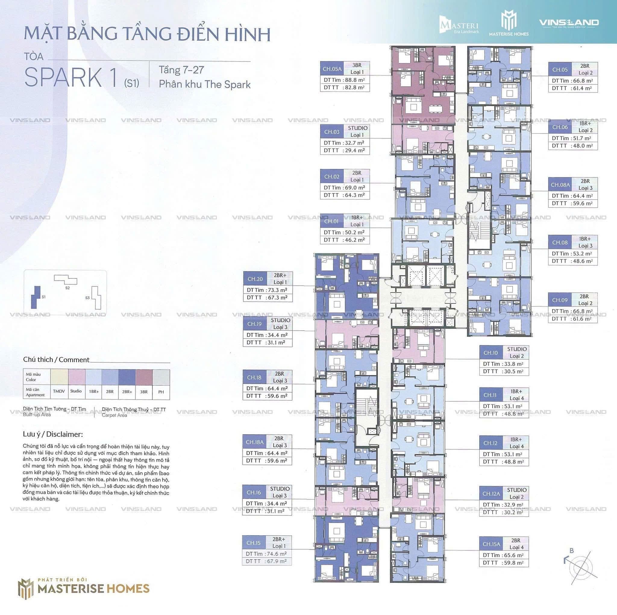 Mặt bằng Layout tòa S1 Masteri Era Landmark
