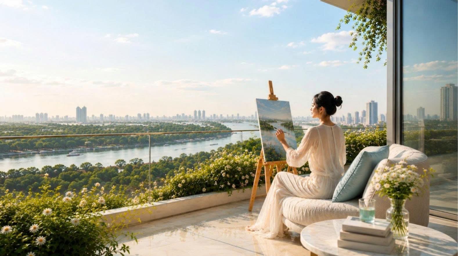 View sông tuyệt đẹp từ căn hộ Serena Riverside Đạt Phước